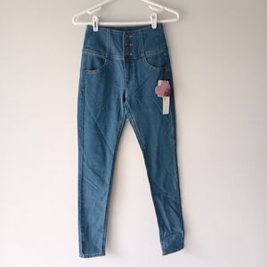 Heather Skinny Jeans Blue Denim High 10" Rise Extretchdenim Isko Small